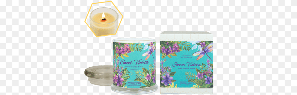 Sweet Violets Jar Candle Candle, Paper, Cup, Flower, Plant Free Transparent Png