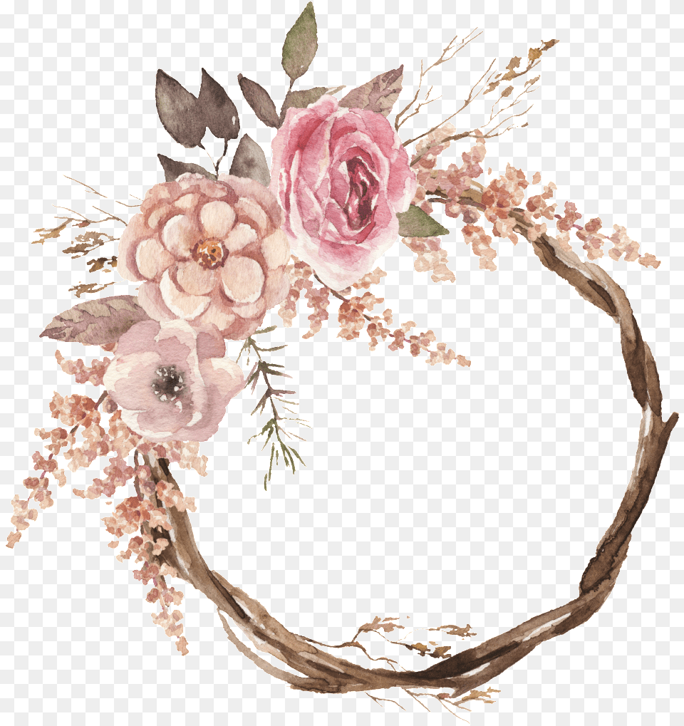 Sweet Wreath Watercolor Hand Hand Drawn Flower Wreath, Rose, Plant, Flower Arrangement, Pattern Png Image