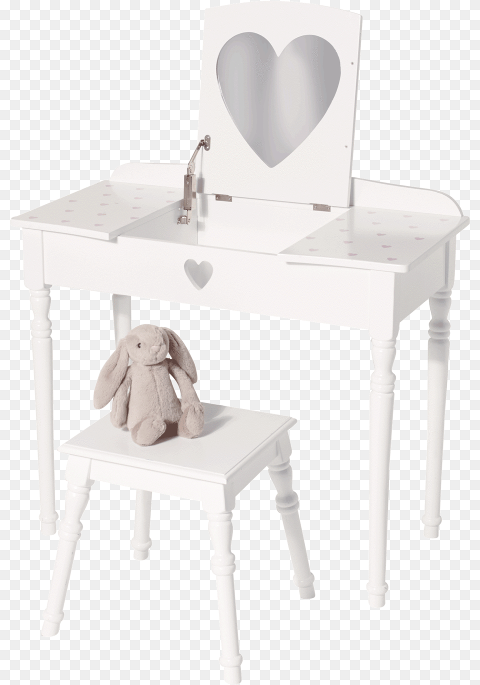 Sweetheart Dressing Table Whitepink Hearts Full Size Kitchen Dining Room Table, Furniture, Desk, Animal, Bear Free Transparent Png