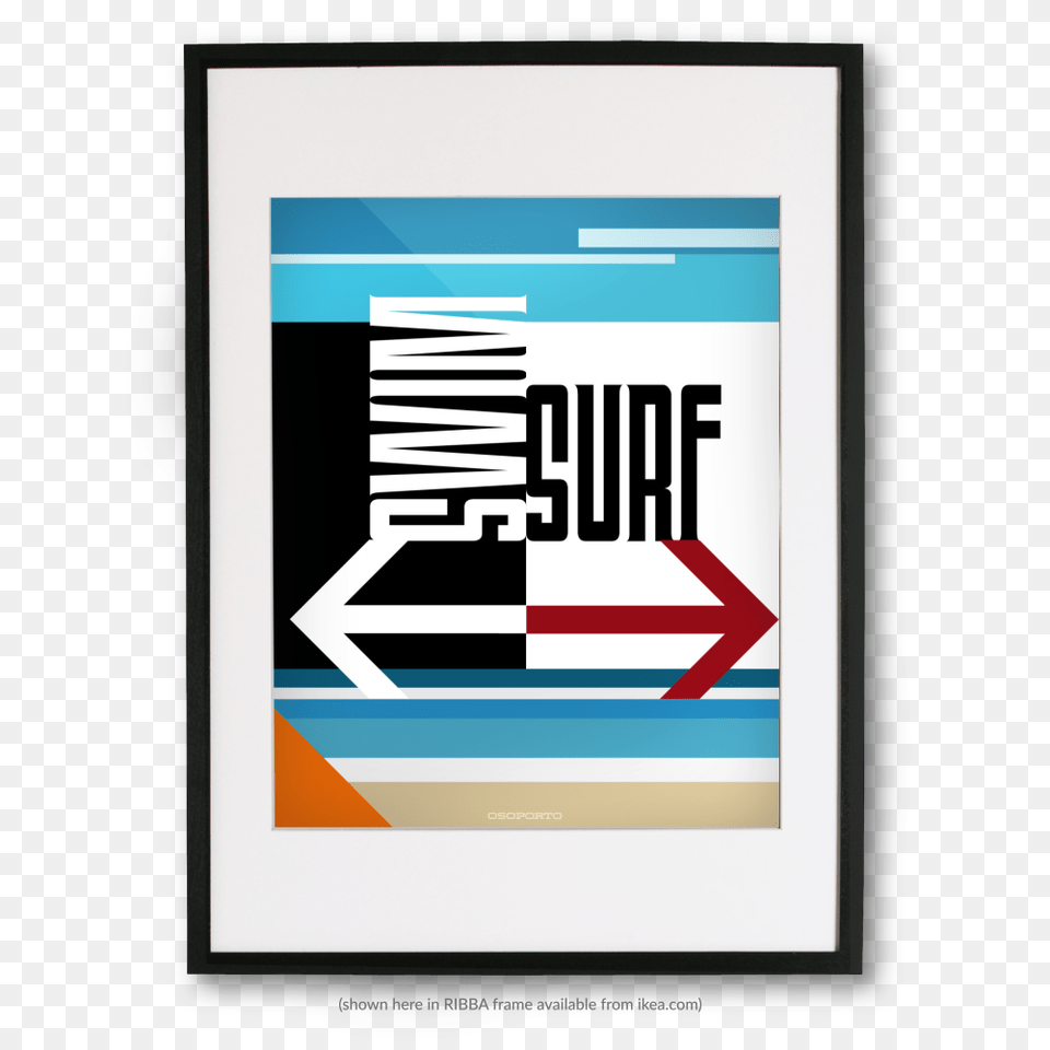Swim Or Surf Art Poster From Osoporto, Advertisement, Text Free Png