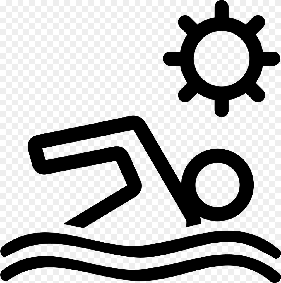 Swimmer In Water Waves Under The Sun Icono Nadador, Machine, Animal, Reptile, Sea Life Free Png Download