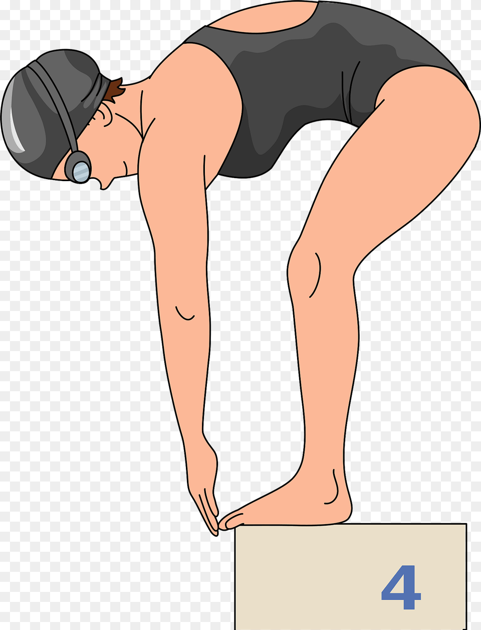Swimmer Waiting For The Starting Gun Clipart, Cap, Clothing, Hat, Person Free Png