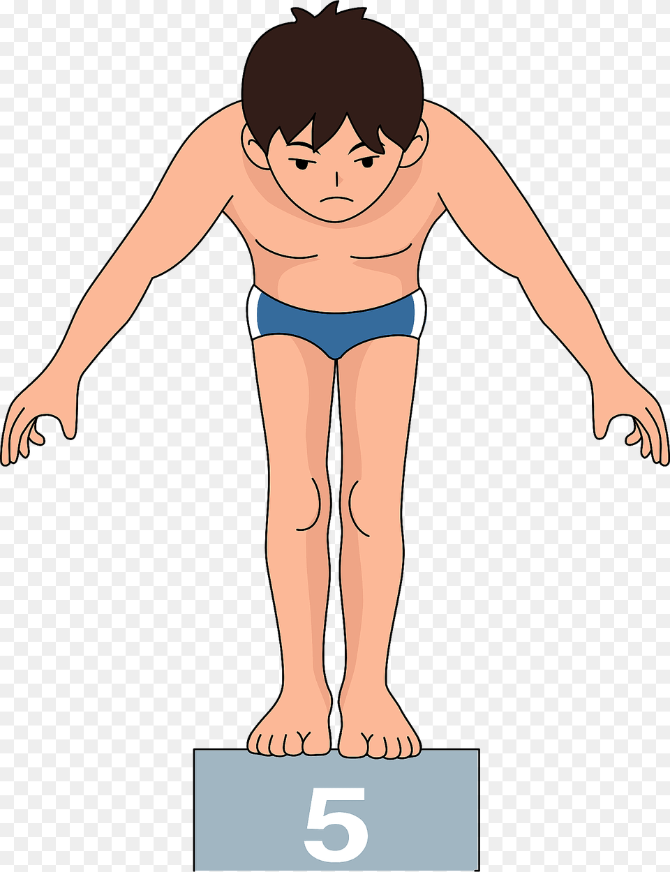 Swimmer Waiting To Dive In And Start The Race Clipart, Baby, Person, Clothing, Swimwear Free Png