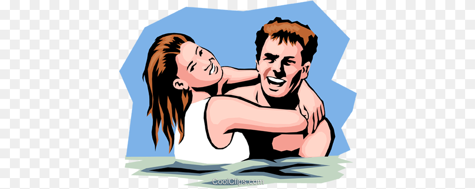 Swimming Couple Royalty Vector Clip Art Illustration Couple Swim Clipart, Face, Head, Person, Happy Free Png