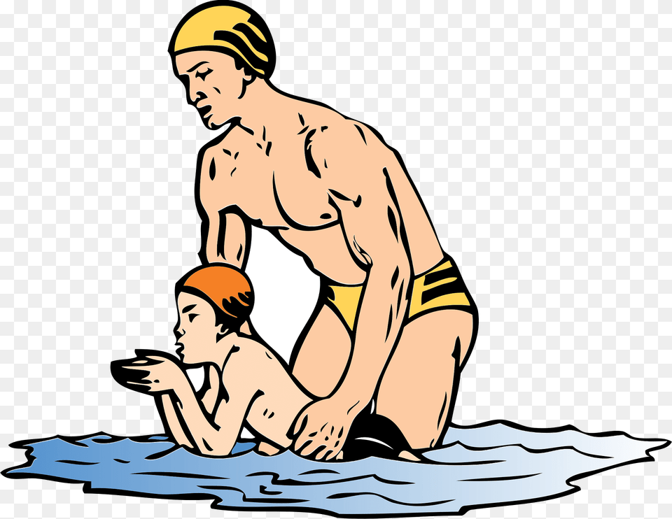 Swimming Lessons Clipart, Cap, Clothing, Hat, Kneeling Png