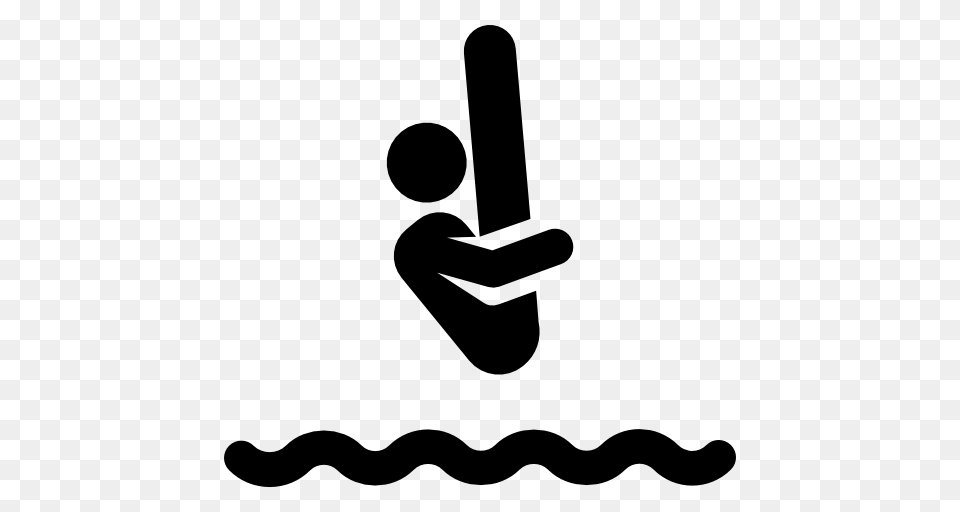 Swimming Pool Sports Jumping Stick Man Jump Sport Icon, Gray Free Png Download