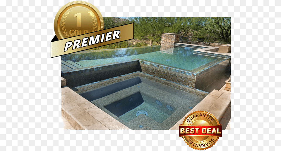 Swimming Pool With Best Deal Guarantee Logo Premier Infinity Hot Tub Into Pool, Hot Tub, Water, Sink, Swimming Pool Free Png