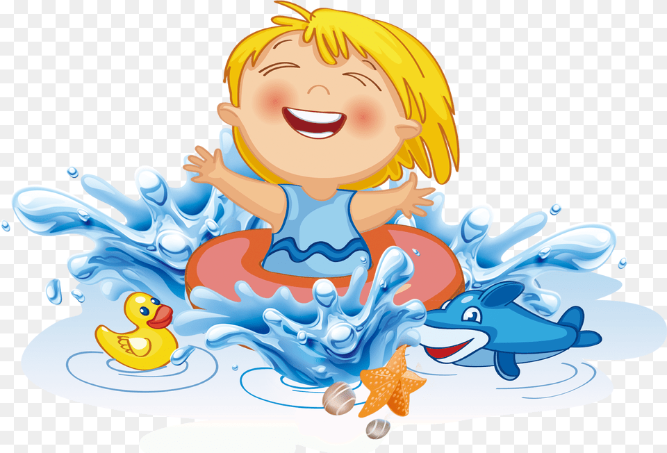 Swimming Transprent Cartoon Swimming Kids, Baby, Person, Face, Head Free Png