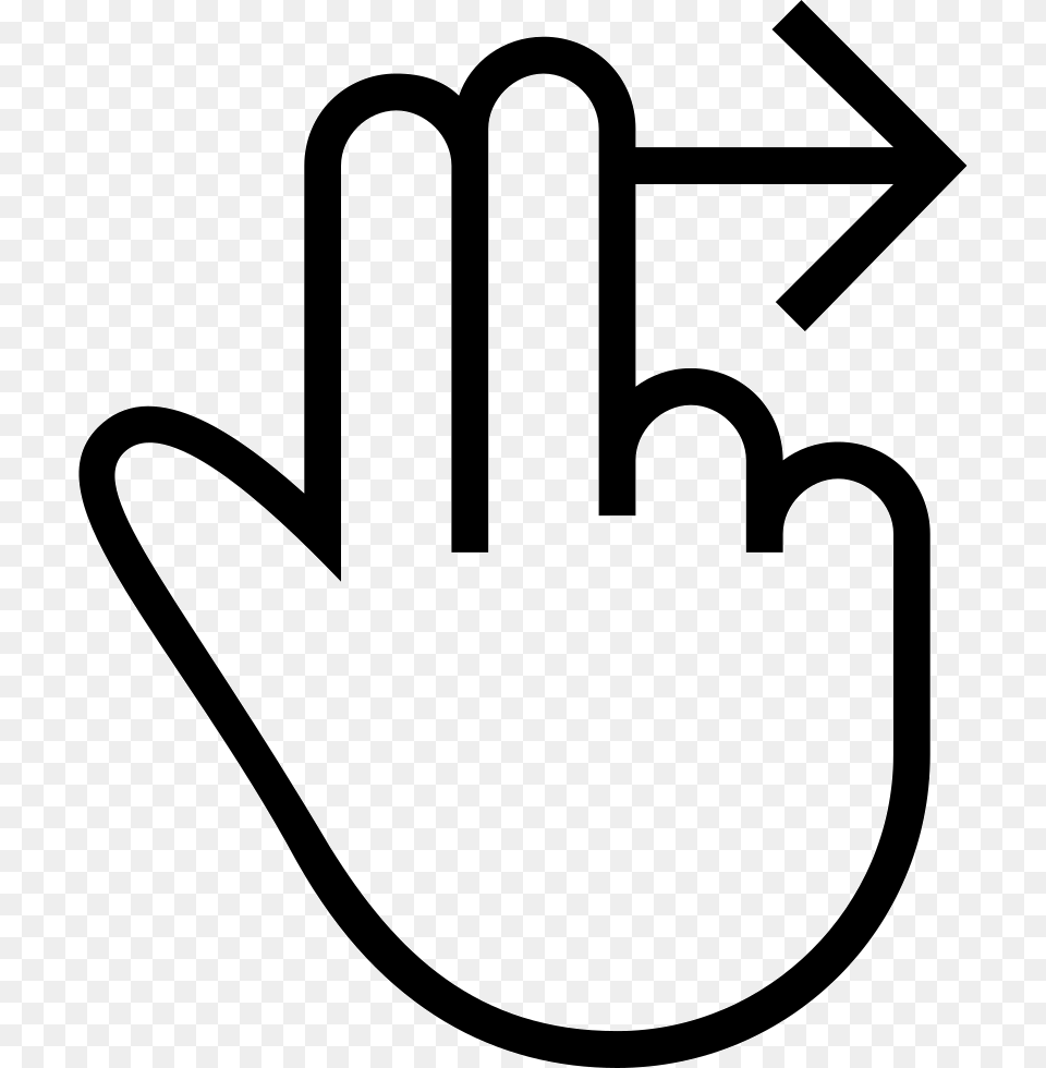 Swipe Right Two Fingers Gesture Outlined Hand Symbol Hand Icon White, Clothing, Glove, Stencil, Body Part Free Transparent Png