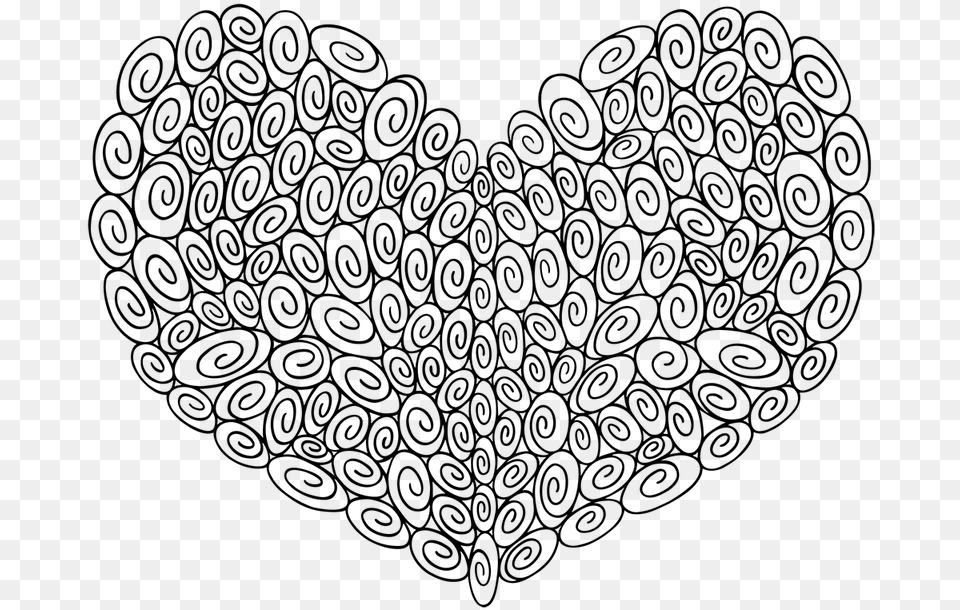 Swirl Heart Heart, Gray Png