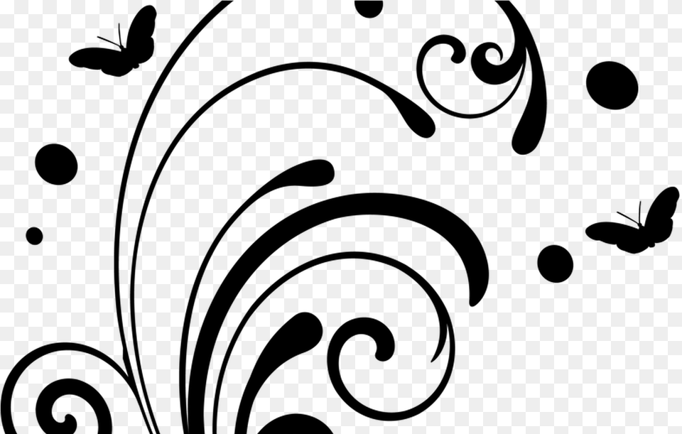 Swirl Line Design Images Butterfly Design Black And White, Gray Free Transparent Png