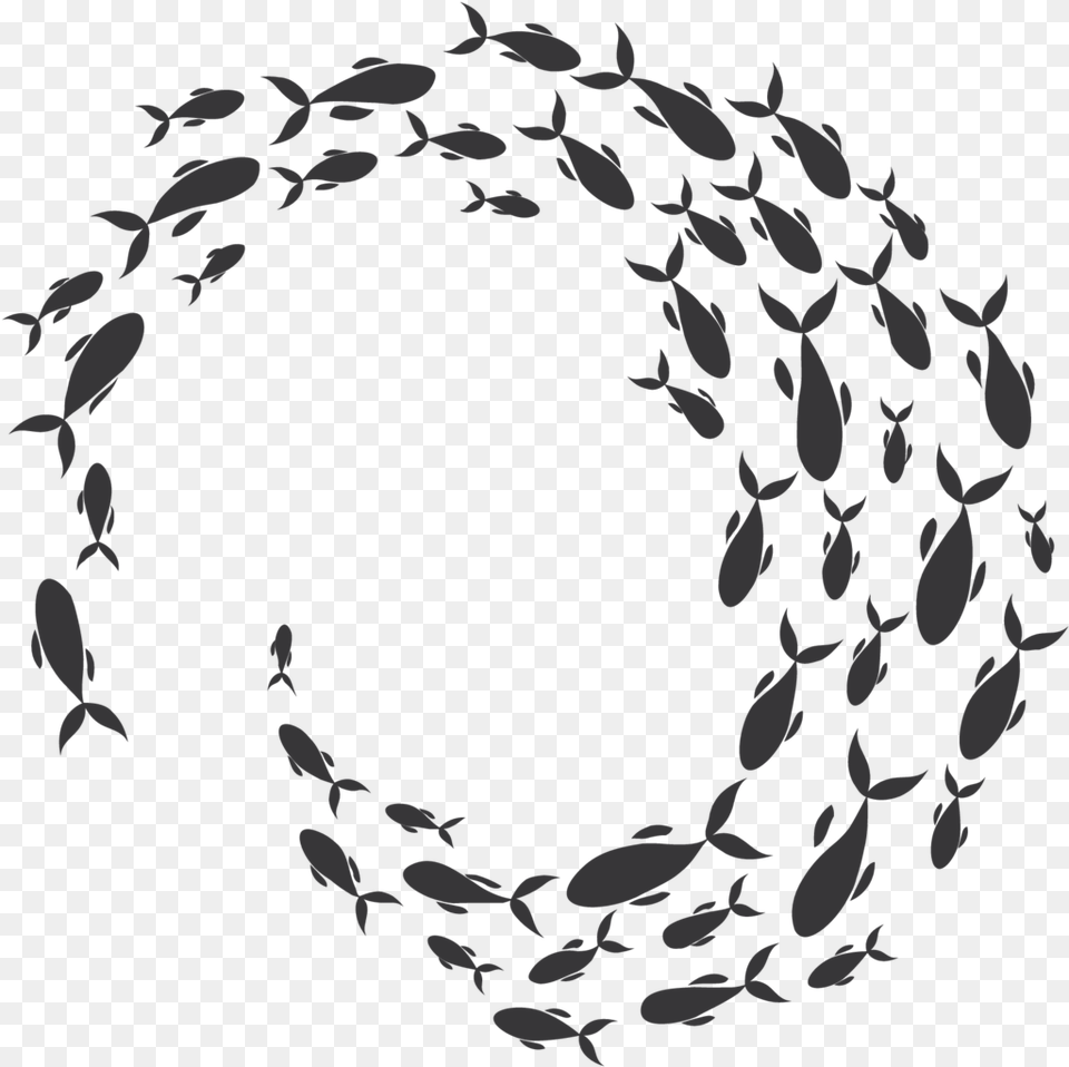 Swirling School Of Fish Sticker School Of Fish Silhouette, Spiral Free Transparent Png