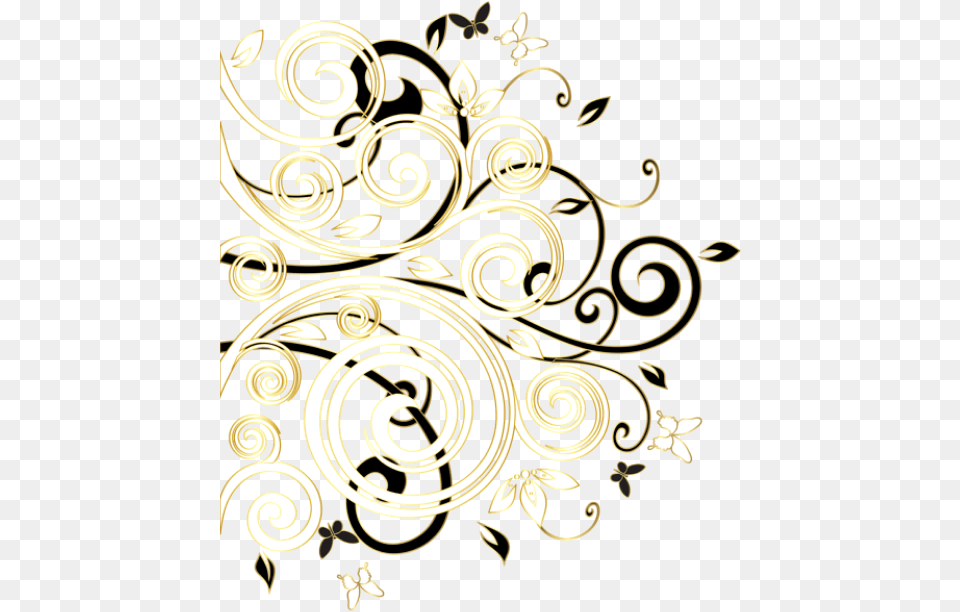 Swirls Leaves Butterflies Gold Golden Vines Goldenvines Decor Clipart Black And White, Art, Floral Design, Graphics, Pattern Free Transparent Png