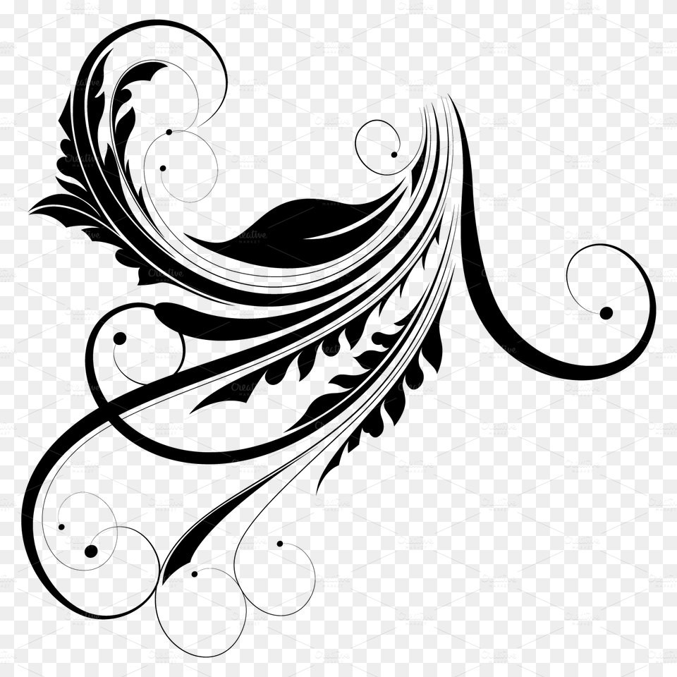 Swirls White And Black, Pattern Png