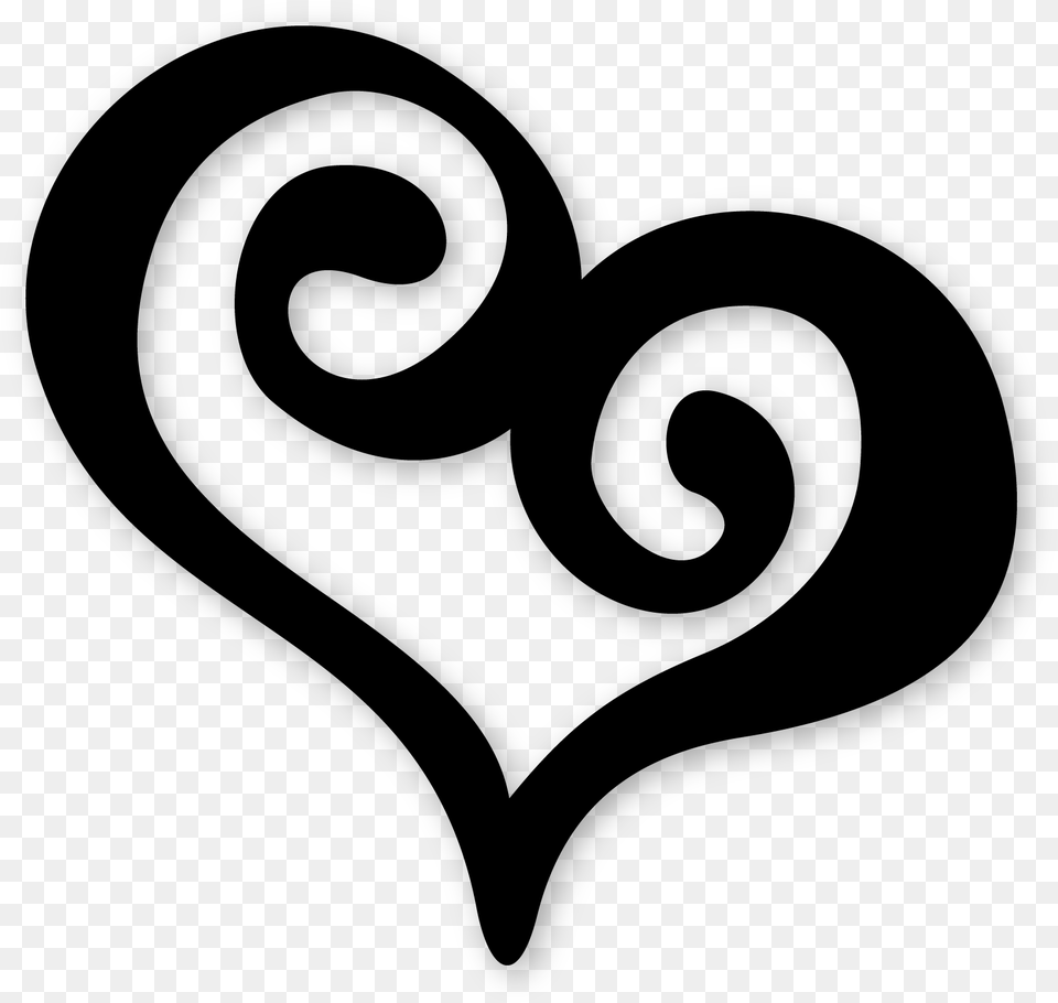 Swirly Heart Snapdragon Snippets Design Black And White Tree, Gray Free Png Download