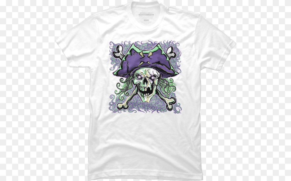 Swirly Skeleton Captain T Shirt By Mattising Design Humans Anthropologist, Clothing, T-shirt, Animal, Canine Free Png