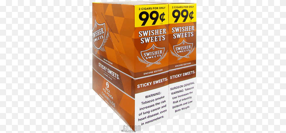 Swisher Sweets Cigarillos Sticky Sweet Product Label, Advertisement, Box, Poster, Cardboard Png Image