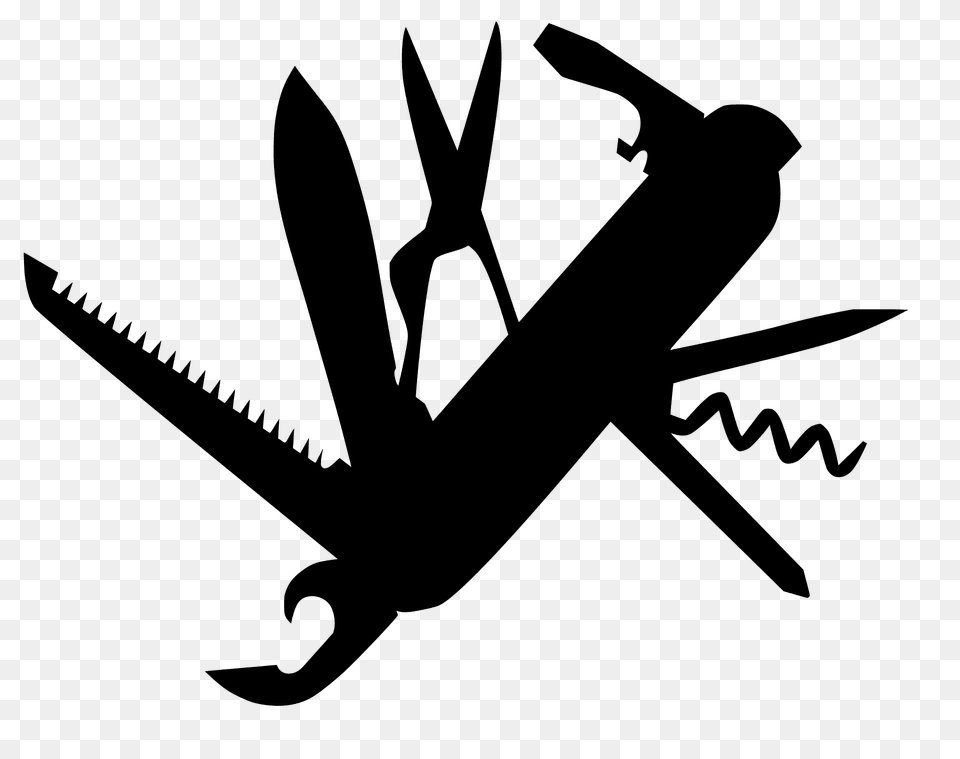 Swiss Army Knife Silhouette, Animal, Fish, Sea Life, Shark Png Image