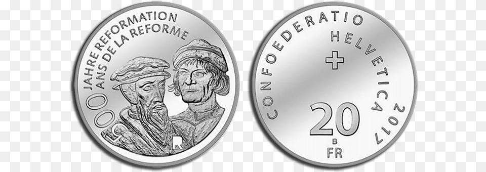 Swiss Mint Coin News Reformation Coins, Money, Person, Disk Free Png
