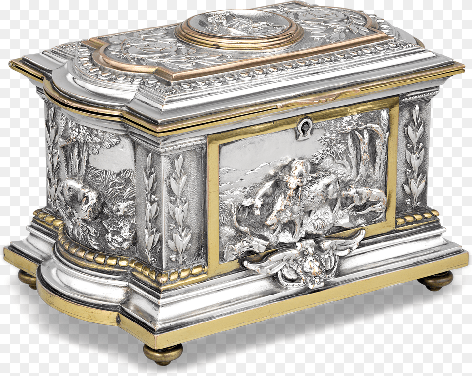 Swiss Silvered Bronze Musical Jewelry Box Antique Png Image