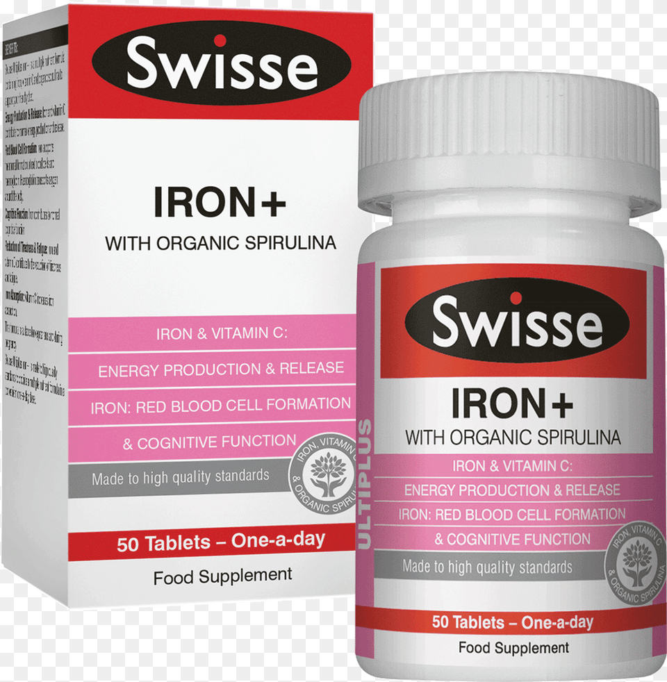 Swisse Ultiplus Iron Swisse Ultiplus Iron With Organic Spirulina 50 Tablets, Can, Tin Free Transparent Png