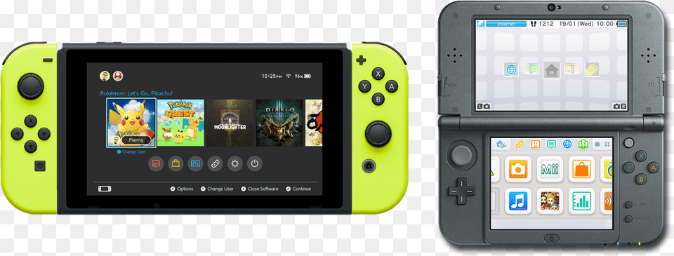 Switch And 3ds Home Screen Comparison Switch Yellow Joy Cons, Electronics, Mobile Phone, Phone, Computer Png Image