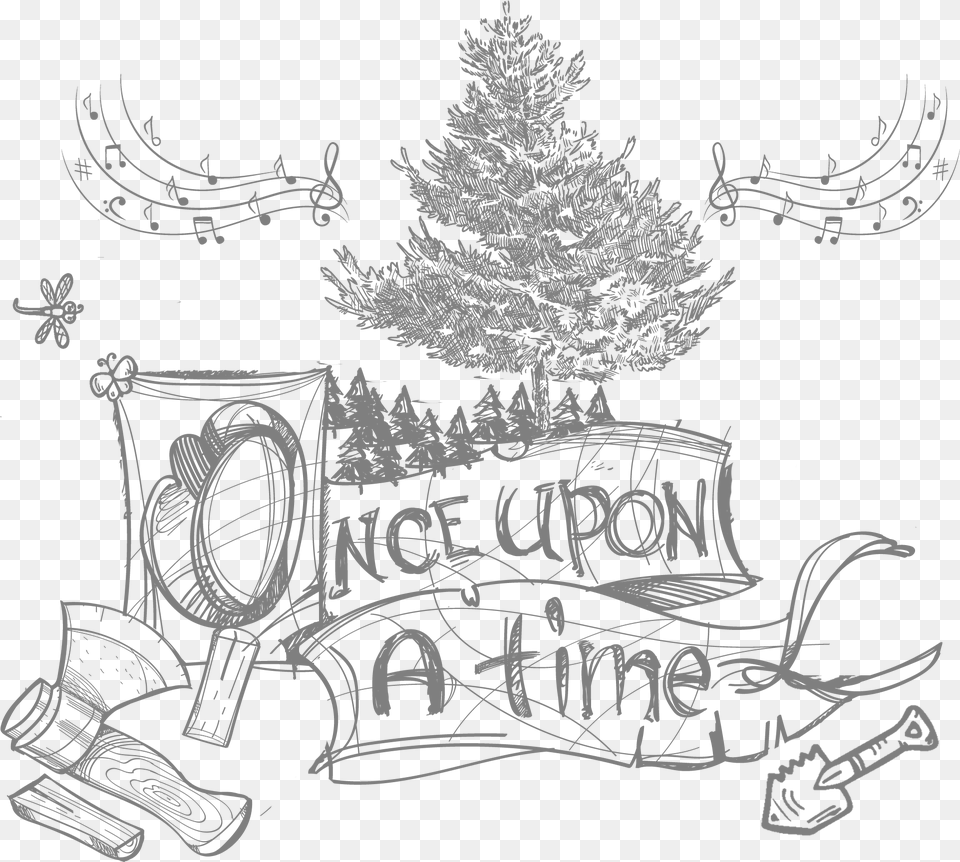 Switzerland The Singing Fir Tree Once Upon A Time Fairy Tale Clipart Black And White, Art, Drawing, Blackboard, Christmas Free Transparent Png