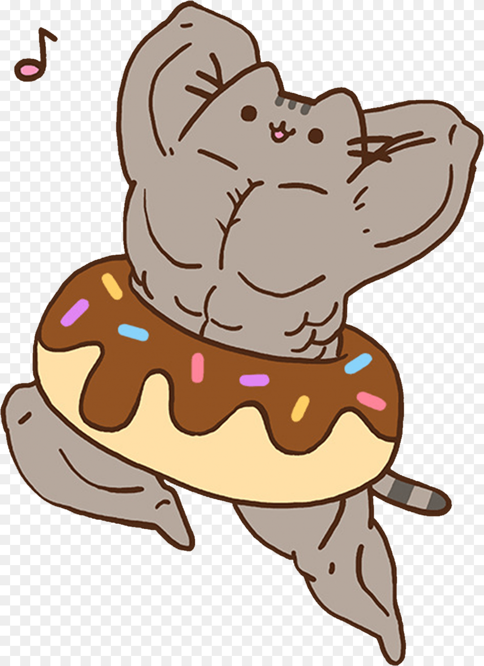 Swole Pusheen Pusheen Muscles, Baby, Person, Food, Sweets Free Png Download