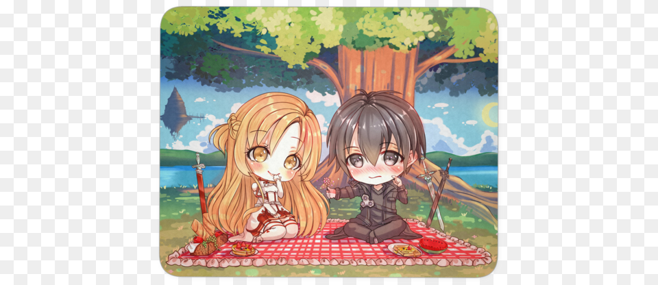 Sword Art Online Chibi Mouse Pad Manga, Book, Comics, Publication, Baby Free Png