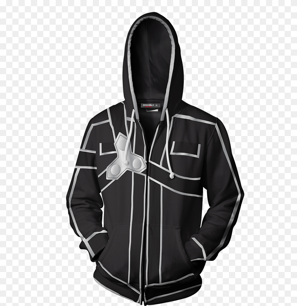 Sword Art Online Kirito Cosplay Zip Up Hoodie Jacket Hoodie, Clothing, Coat, Hood, Knitwear Png