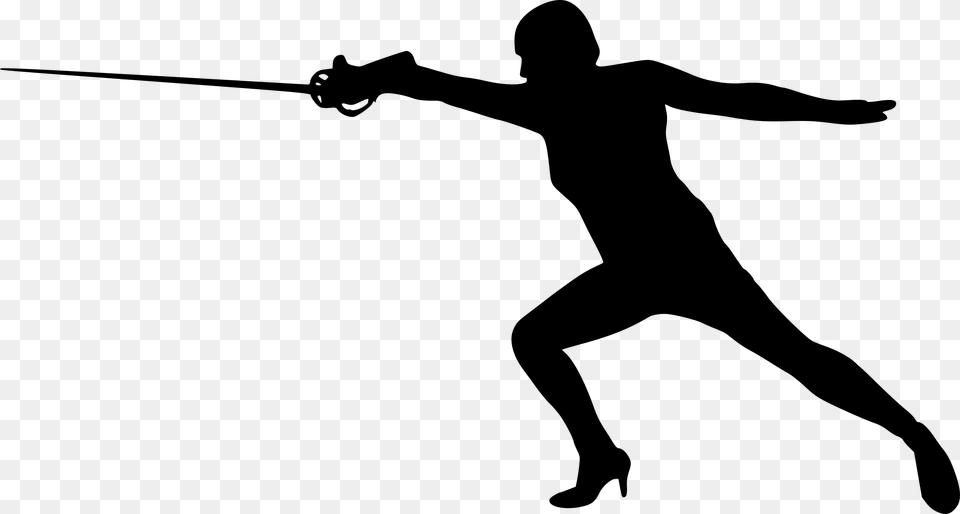 Sword Fighting Silhouette, Gray Free Png