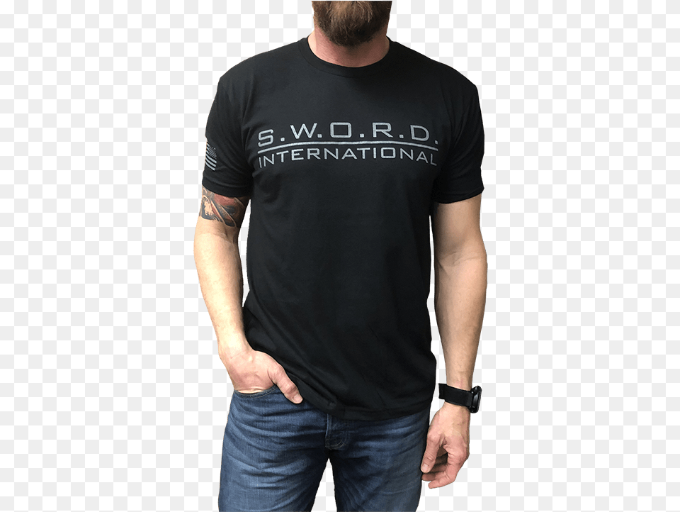 Sword Logo T Shirt Sword International Man, Clothing, Long Sleeve, T-shirt, Sleeve Free Png Download