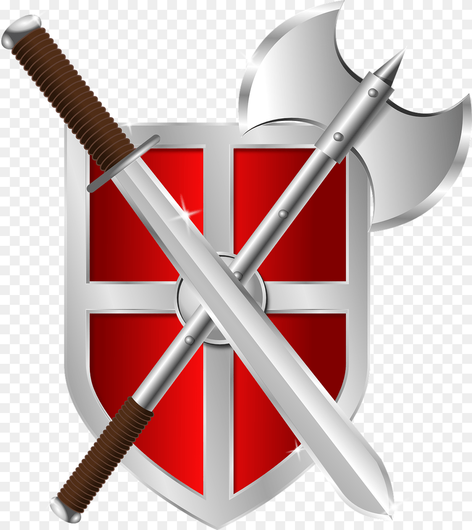 Sword Shield Transparent Axe And Sword On Shield, Weapon, Armor, Blade, Dagger Free Png Download