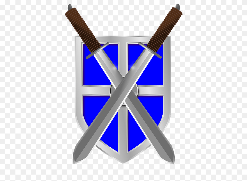 Swords Shield Crossed Blue Weapons Medieval Armor Ancient Rome Sword And Shield, Weapon, Blade, Dagger, Knife Free Transparent Png