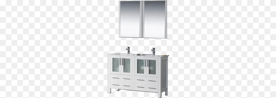 Sydney 48quot White Double Sink Modern Standing Bathroom Sydney 48quot White Double Sink Modern Standing Bathroom, Double Sink, Cabinet, Furniture, Sideboard Png