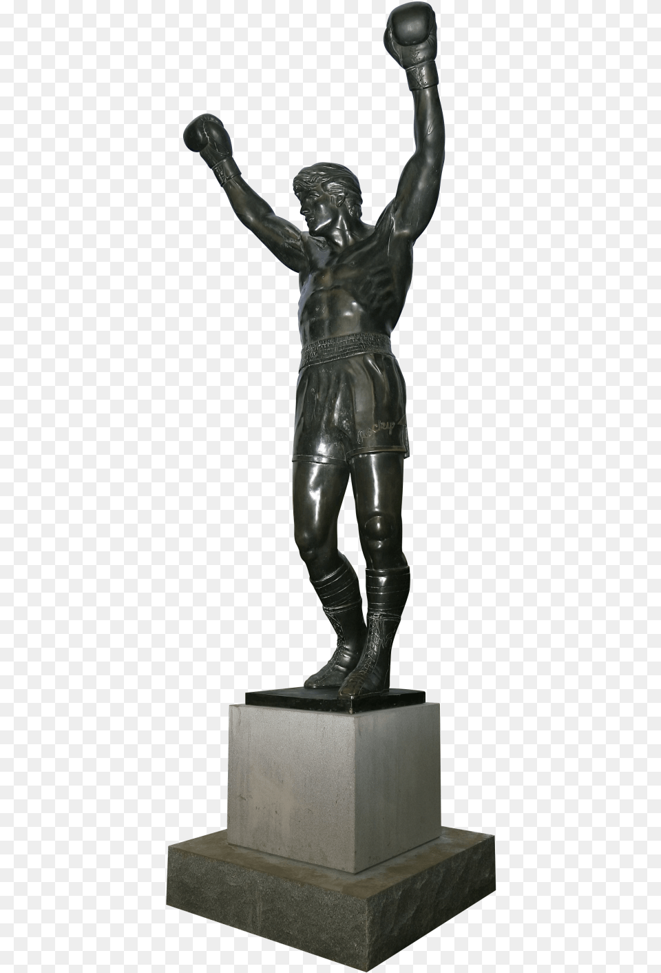 Sylvester Stallone Statue Image Download Searchpng Rocky Statue Clear Background, Adult, Art, Male, Man Free Transparent Png