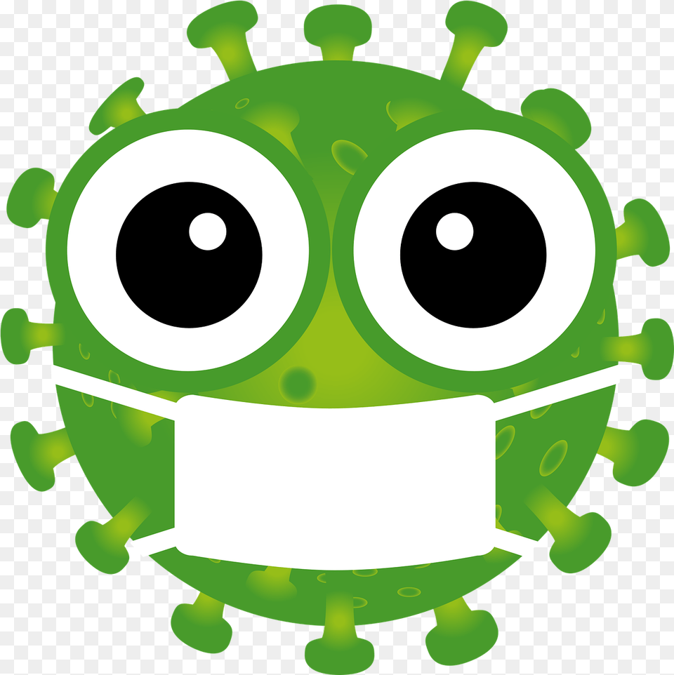Symbol Face Mask Cartoon Coronavirus Cartoon, Green, Alien Free Png Download