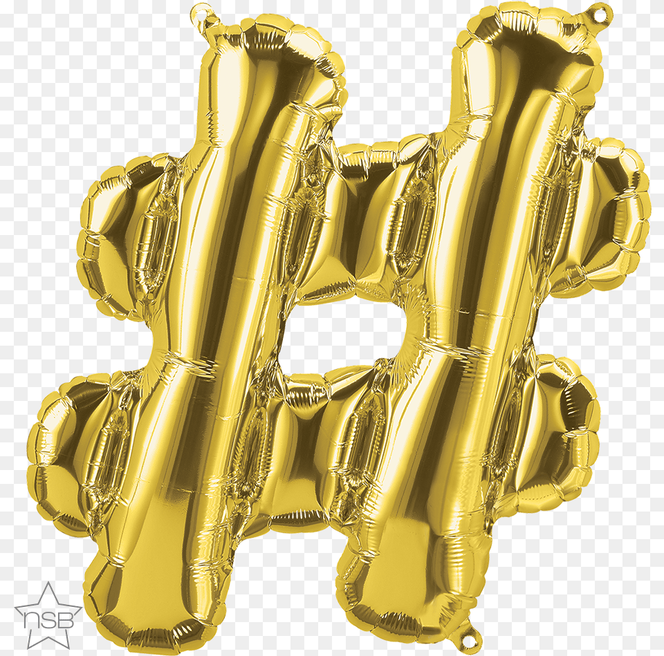 Symbol Hashtag Gold Foil Balloon Each Pkgd, Treasure, Clothing, Lifejacket, Vest Free Png Download