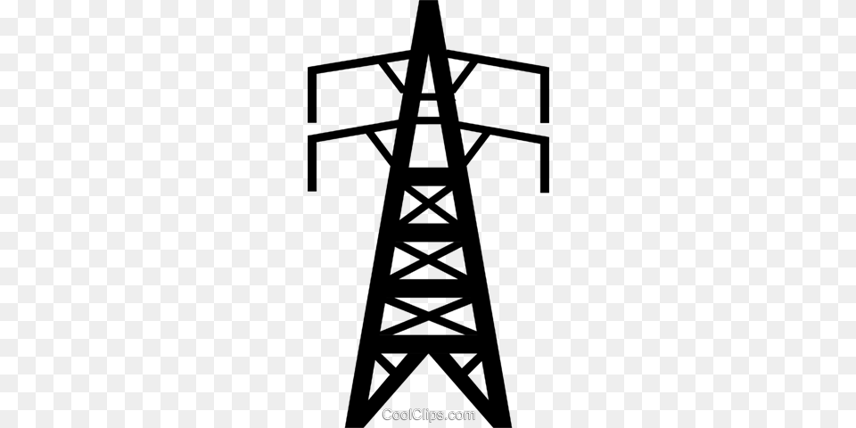 Symbol Of A Hydro Electric Tower Royalty Vector Clip Art, Cable, Electric Transmission Tower, Power Lines, Cross Png Image