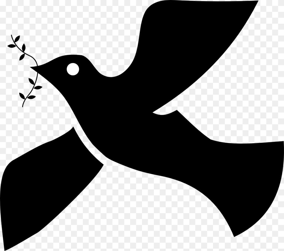 Symbol Silhouette Dove Religion Sprig Faith With Paloma De La Paz Negra, Nature, Night, Outdoors, Astronomy Free Transparent Png