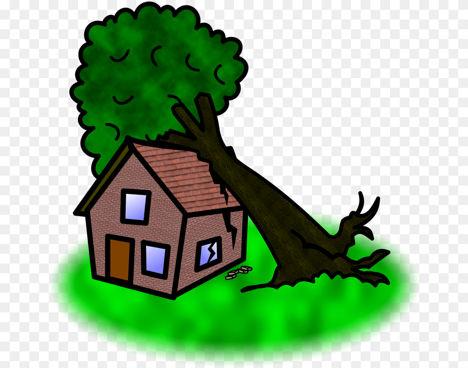 Symbol Verbs F Tree Falling On House Cartoon Tree Falling On House Cartoon, Architecture, Rural, Outdoors, Nature Free Png