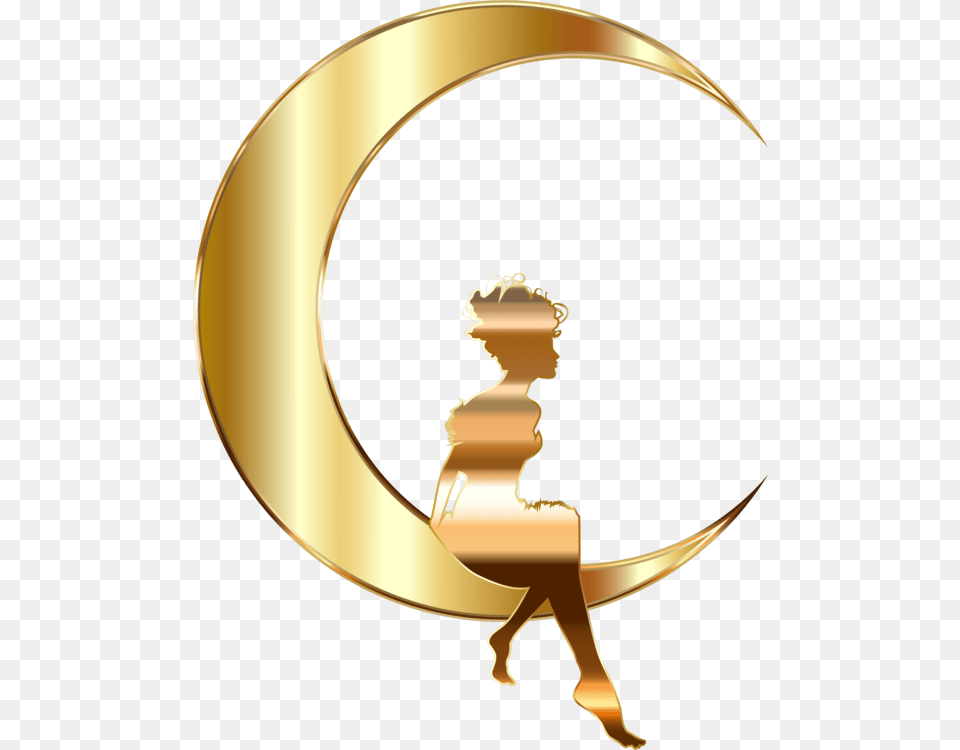 Symbolmetalcrescent Gold Crescent Moon, Nature, Night, Outdoors, Adult Png