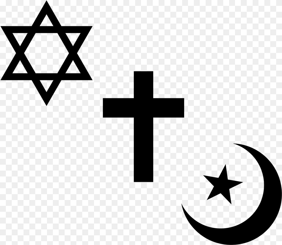 Symbols Of Christianity Islam And Judaism, Gray Free Transparent Png