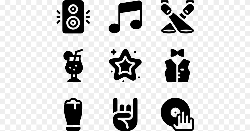 Symbols Related To Dance, Gray Free Png