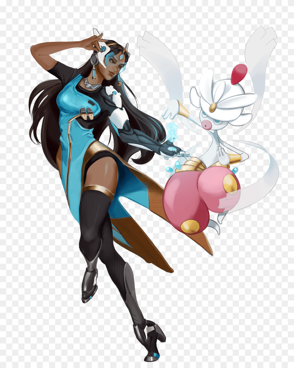 Symmetra And Medichamp From Pokemon Overwatch, Adult, Book, Comics, Female Free Png Download