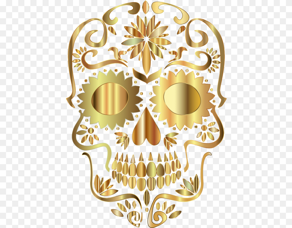 Symmetrybonecalavera Clipart Royalty Svg Gold Sugar Skull, Chandelier, Lamp, Mask Free Png Download