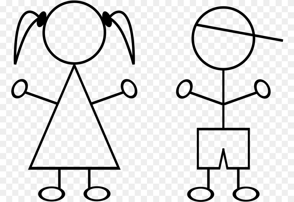 Symmetrytextmonochrome Stick Figure Kids, Gray Png Image