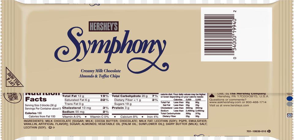 Symphony Milk Chocolate With Almonds And Hershey39 S Symphony Creamy Milk Chocolate Almonds, Text, Paper Free Transparent Png
