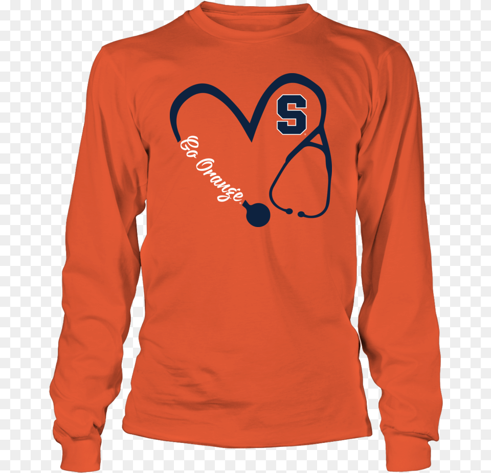 Syracuse Orange Heart 34 Nurse Orange Shirt Clemson Tiger Shirts Girl, Clothing, Long Sleeve, Sleeve, Knitwear Png