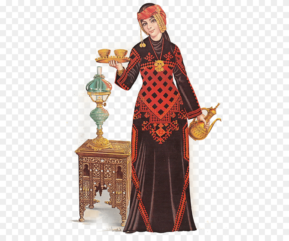 Syria Traditional Clothing Dresses Folk Serakib Weiss Armush, Person, Costume, Dress, Fashion Png Image
